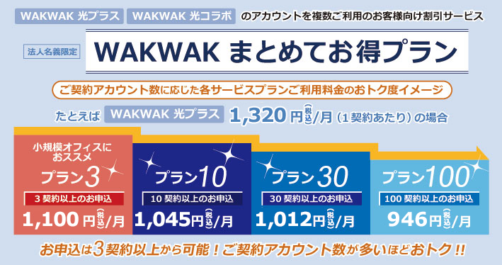 法人名義限定 [WAKWAK まとめてお得プラン]